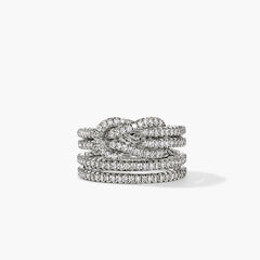 John Hardy Love Knot Diamond Pave Silver Ring