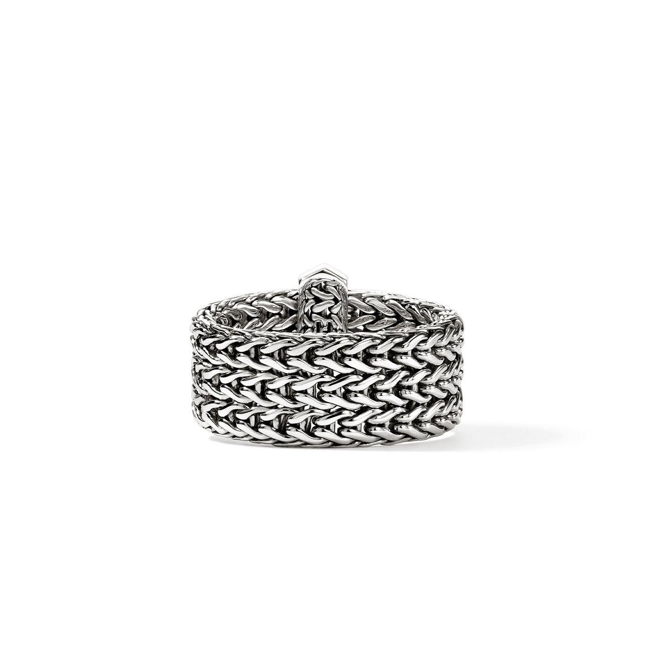 John Hardy Icon Link Diamond Pave Silver 9mm Bar Ring