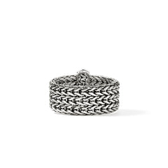 John Hardy Icon Link Diamond Pave Silver 9mm Bar Ring