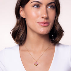 Roberto Coin Venetian Princess Small Pink Rhodonite and Diamond Flower Necklace