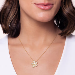 Roberto Coin Jasmine Pave Diamond Flower Pendant Necklace in 18K Yellow Gold