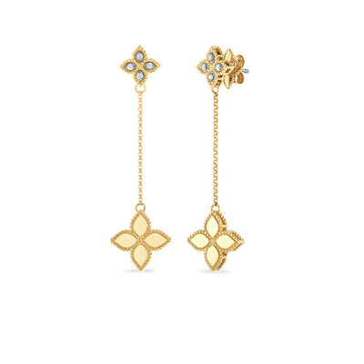 Roberto Coin Princess Yellow Gold Diamond Flower Dangle Earrings - Roberto Coin product