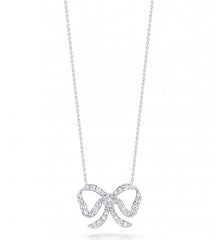 Roberto Coin Tiny Treasures White Gold Diamond Bow Pendant Necklace