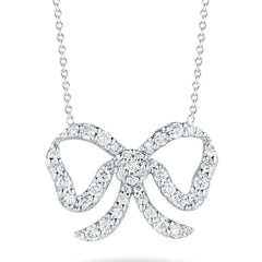 Roberto Coin Tiny Treasures White Gold Diamond Bow Pendant Necklace