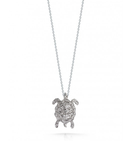 Roberto Coin Tiny Treasures White Gold Diamond Turtle Pendant Necklace