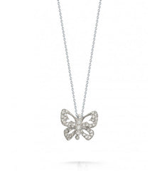 Roberto Coin Tiny Treasures White Gold Diamond Butterfly Pendant Necklace