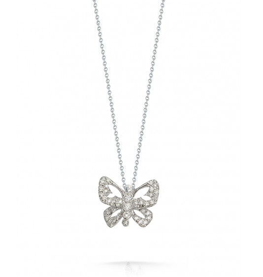 Roberto Coin Tiny Treasures White Gold Diamond Butterfly Pendant Necklace