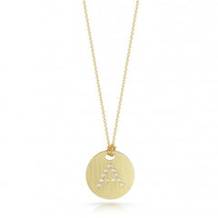 Roberto Coin Tiny Treasures Yellow Gold Diamond Initial Medallion Necklace