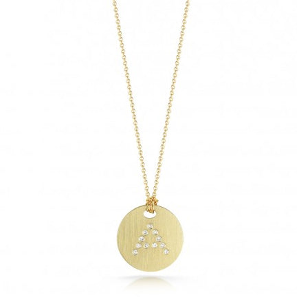 Roberto Coin Tiny Treasures Yellow Gold Diamond Initial Medallion Necklace