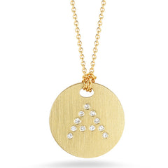 Roberto Coin Tiny Treasures Yellow Gold Diamond Initial Medallion Necklace