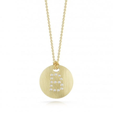 Roberto Coin Tiny Treasures Yellow Gold Diamond Initial Medallion Necklace