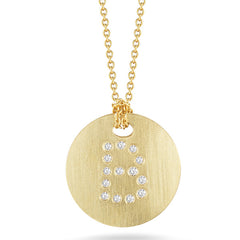 Roberto Coin Tiny Treasures Yellow Gold Diamond Initial Medallion Necklace