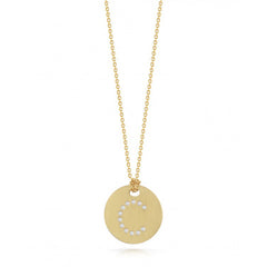 Roberto Coin Tiny Treasures Yellow Gold Diamond Initial Medallion Necklace