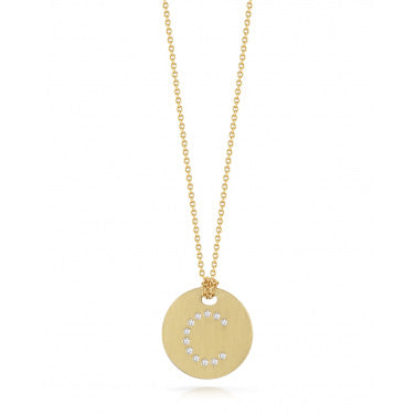 Roberto Coin Tiny Treasures Yellow Gold Diamond Initial Medallion Necklace