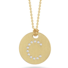 Roberto Coin Tiny Treasures Yellow Gold Diamond Initial Medallion Necklace