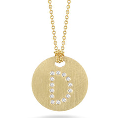 Roberto Coin Tiny Treasures Yellow Gold Diamond Initial Medallion Necklace