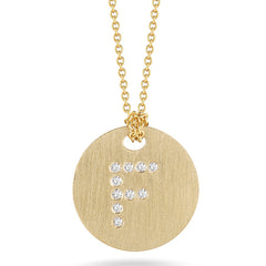 Roberto Coin Tiny Treasures Yellow Gold Diamond Initial Medallion Necklace