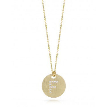 Roberto Coin Tiny Treasures Yellow Gold Diamond Initial Medallion Necklace