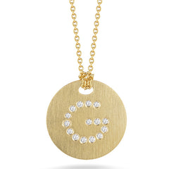 Roberto Coin Tiny Treasures Yellow Gold Diamond Initial Medallion Necklace
