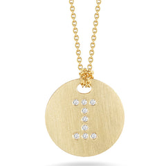 Roberto Coin Tiny Treasures Yellow Gold Diamond Initial Medallion Necklace