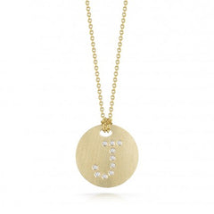 Roberto Coin Tiny Treasures Yellow Gold Diamond Initial Medallion Necklace