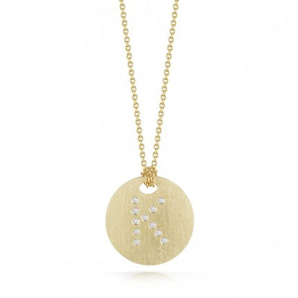 Roberto Coin Tiny Treasures Yellow Gold Diamond Initial Medallion Necklace
