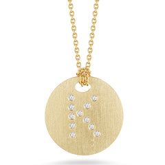 Roberto Coin Tiny Treasures Yellow Gold Diamond Initial Medallion Necklace