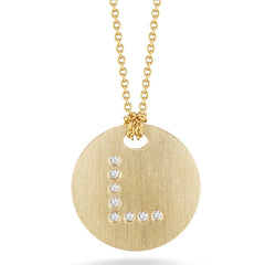 Roberto Coin Tiny Treasures Yellow Gold Diamond Initial Medallion Necklace