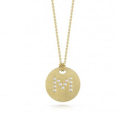 Roberto Coin Tiny Treasures Yellow Gold Diamond Initial Medallion Necklace