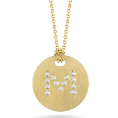 Roberto Coin Tiny Treasures Yellow Gold Diamond Initial Medallion Necklace