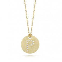 Roberto Coin Tiny Treasures Yellow Gold Diamond Initial Medallion Necklace