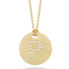 Roberto Coin Tiny Treasures Yellow Gold Diamond Initial Medallion Necklace