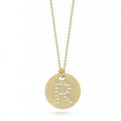 Roberto Coin Tiny Treasures Yellow Gold Diamond Initial Medallion Necklace