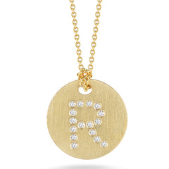Roberto Coin Tiny Treasures Yellow Gold Diamond Initial Medallion Necklace