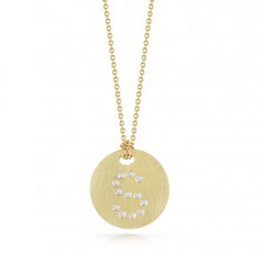 Roberto Coin Tiny Treasures Yellow Gold Diamond Initial Medallion Necklace