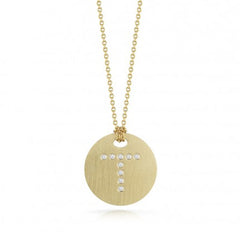 Roberto Coin Tiny Treasures Yellow Gold Diamond Initial Medallion Necklace