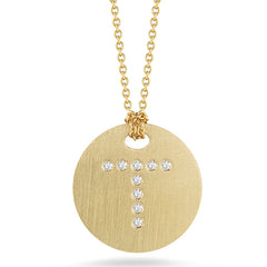 Roberto Coin Tiny Treasures Yellow Gold Diamond Initial Medallion Necklace
