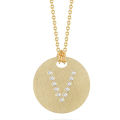 Roberto Coin Tiny Treasures Yellow Gold Diamond Initial Medallion Necklace