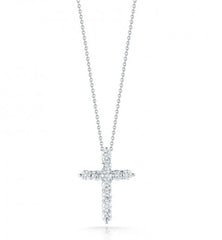 Roberto Coin Tiny Treasures White Gold Diamond Cross Pendant Necklace