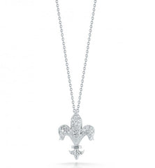 Roberto Coin Tiny Treasures White Gold Fleur De Lis Diamond Pendant Necklace