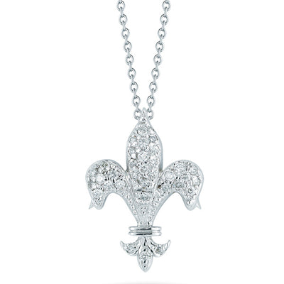 Roberto Coin Tiny Treasures White Gold Fleur De Lis Diamond Pendant Necklace - Roberto Coin product