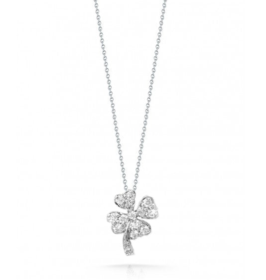 Roberto Coin Tiny Treasures Diamond Clover Pendant Necklace