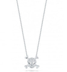 Roberto Coin Tiny Treasures White Gold Diamond Skull & Crossbones Necklace
