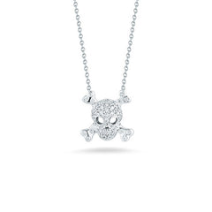 Roberto Coin Tiny Treasures White Gold Diamond Skull & Crossbones Necklace