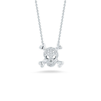 Roberto Coin Tiny Treasures White Gold Diamond Skull & Crossbones Necklace - Roberto Coin product