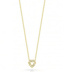 Roberto Coin Tiny Treasures Yellow Gold Diamond Open Heart Necklace