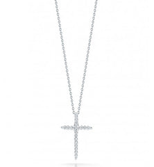 Roberto Coin Tiny Treasures White Gold Diamond Sliver Cross Necklace