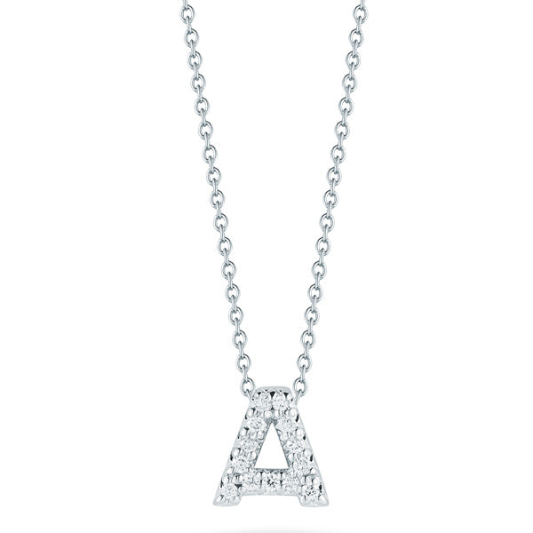 Roberto Coin Tiny Treasures White Gold Diamond Initial Necklace