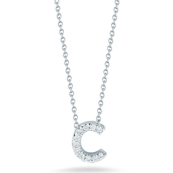 Roberto Coin Tiny Treasures Diamond Initial Necklace in White Gold - C