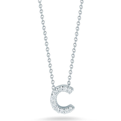 Roberto Coin Tiny Treasures Diamond Initial Necklace in White Gold - C - Roberto Coin product